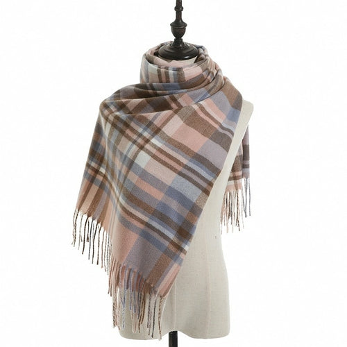 Leaveforme Scarf Contrast Color Plaid Womens Plaid Scarf Classic Fall Winter Scarf Tassel Chunky Wrap Oversized Shawl Cape Scarves, Women's, Size: One